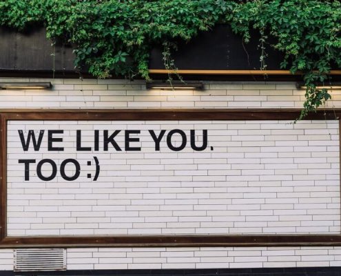 sing on wall: We like you too :)