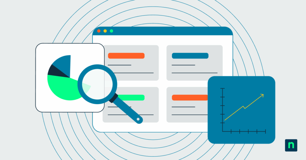 An illustration of a magnifying glass over webpages representing a blog post on SEO marketing and AI search