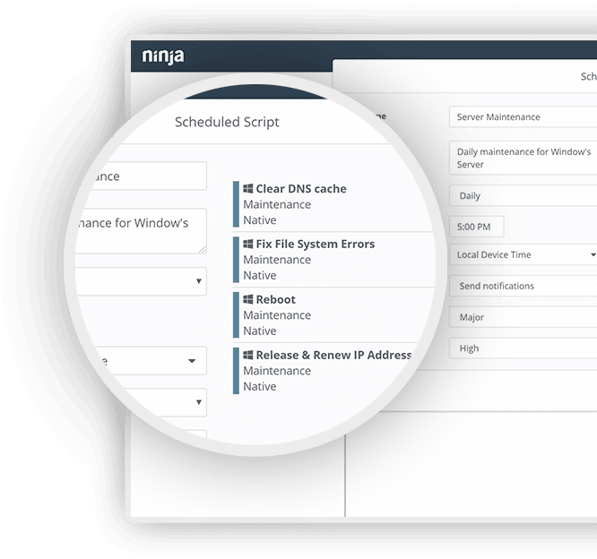 NinjaRMM Server Actions zoom
