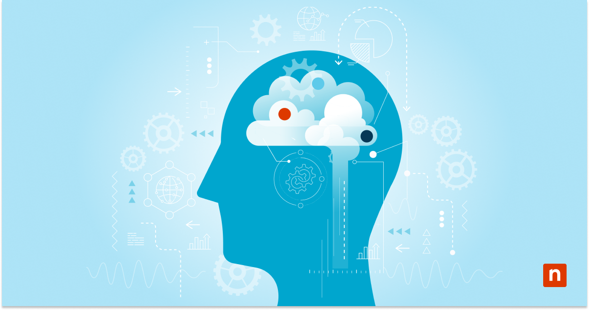 An illustration of a person's mind contemplating solutions representing a blog on IT automation