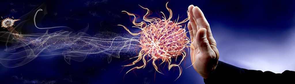 protection - hand defends against ball of electricity