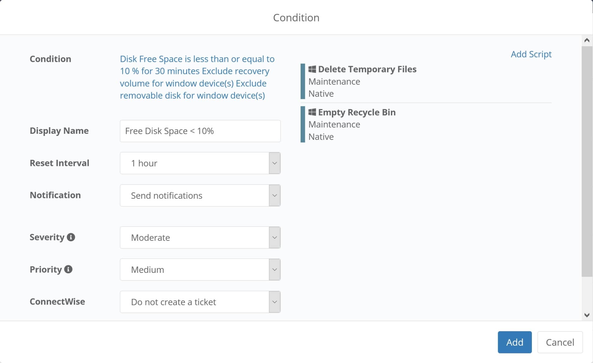 how to free disk space using ninjaone