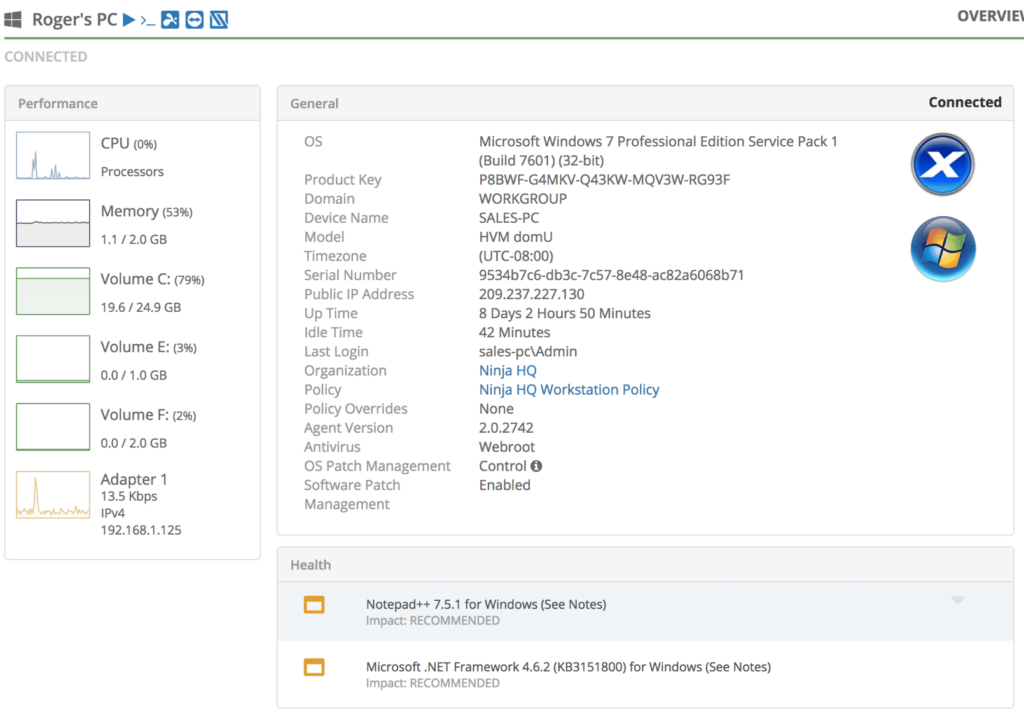 User-idle-time in NinjaOne dashboard