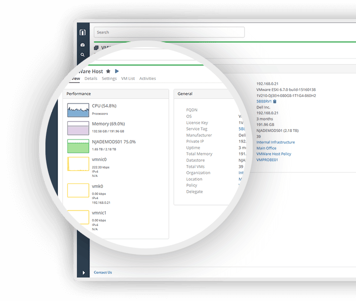 Ein Screenshot des NinjaOne VMware Management zeigt die geöffneten Aufgaben