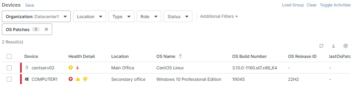 Capture d'écran montrant les informations relatives à l'appareil