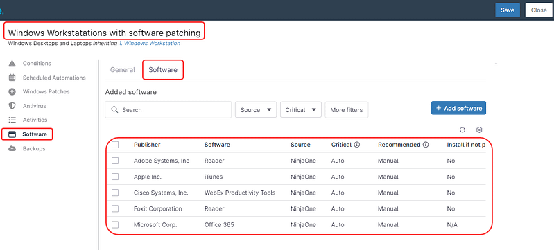 Una captura de pantalla que muestra el software Workstatations de Windows