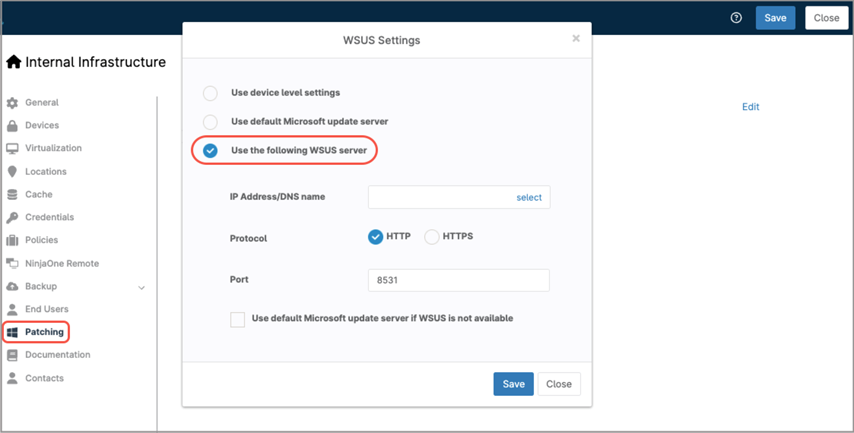WSUS Settings