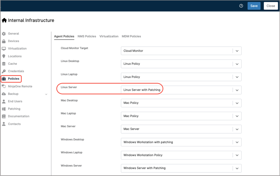 Assign devices to policies