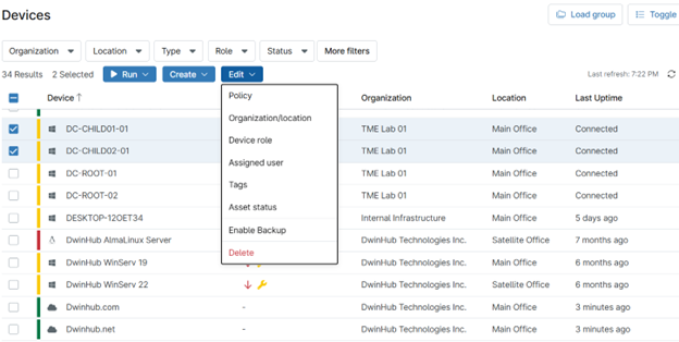 Bulk Actions feature