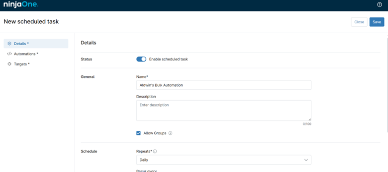 Add new scheduled task