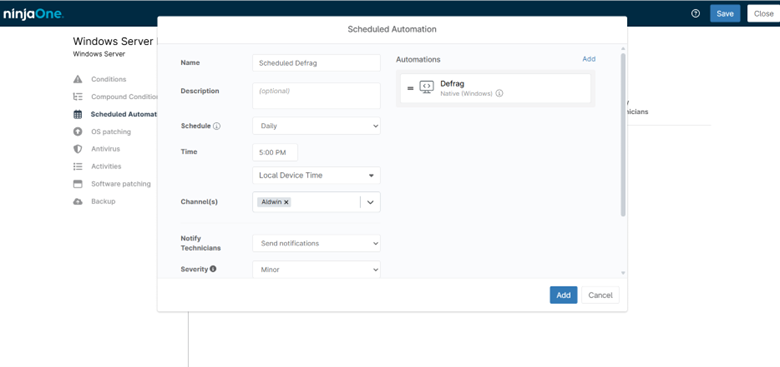 Scheduled Automation modal