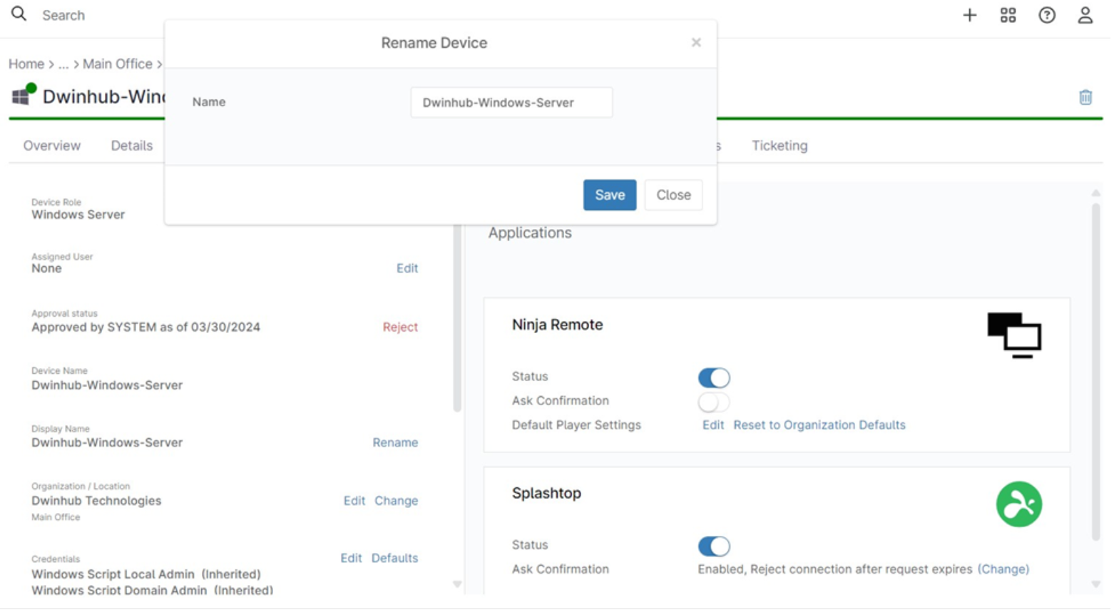 a screenshot showing how to change your device name