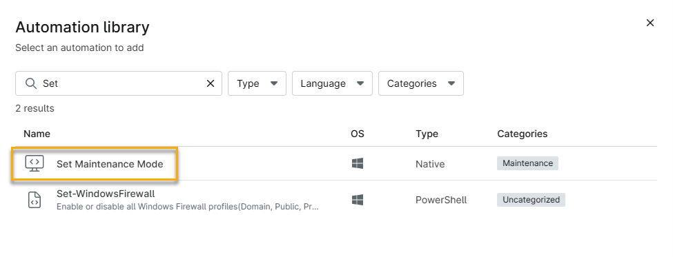 Select Set Maintenance Mode from the library