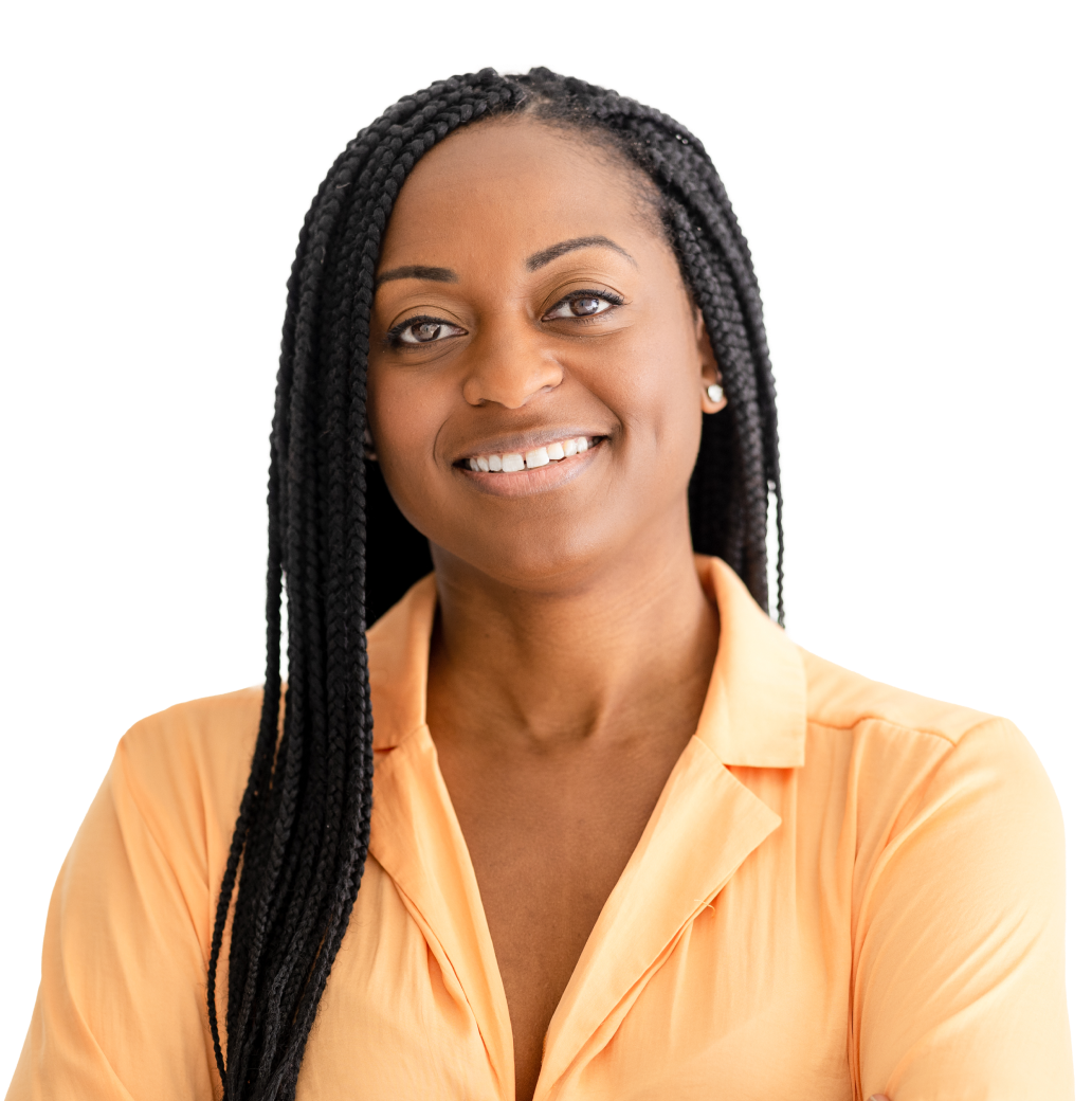 education-solutions-hero Woman from educational sector smiling.