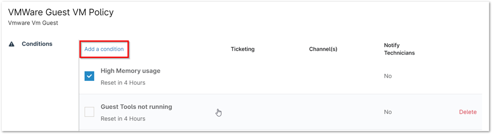 Add a condition to VMware policy
