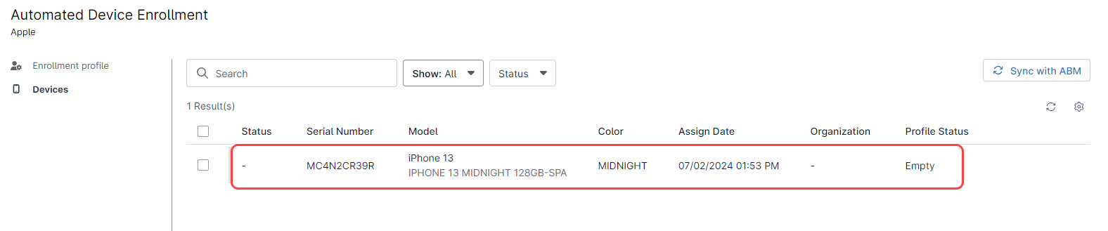 The iPhone device now appears.&nbsp;