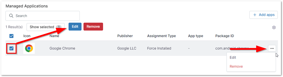 Hover over the application, click the ellipsis button, and select&nbsp;Edit.&nbsp;