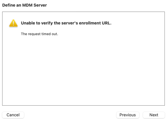 An expected error will show in the screen, ignore it, and click Next.