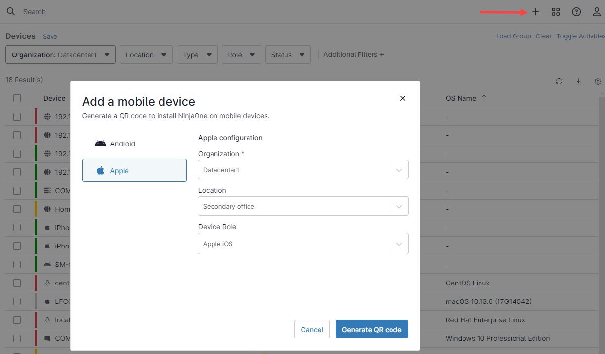 On Device Role select Apple IOS or Apple IPadOS, accordingly.&nbsp;