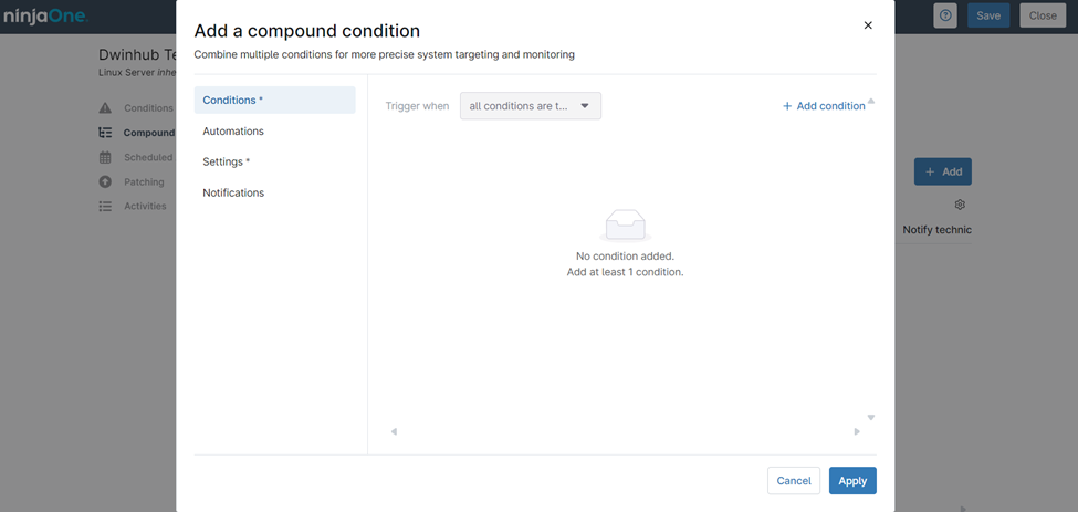 Configurable Options for NinjaOne Linux Policy Compound Conditions&nbsp;