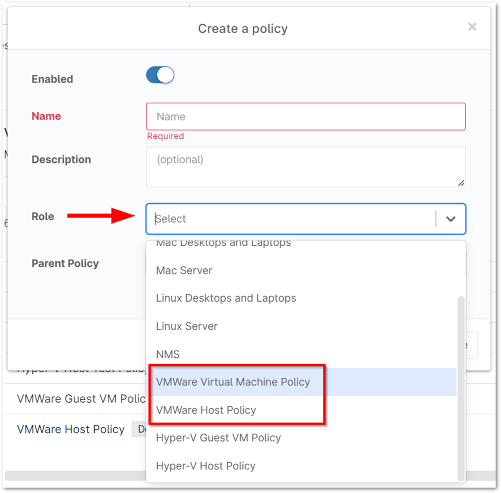 Creating Policies for VMware Monitoring&nbsp;