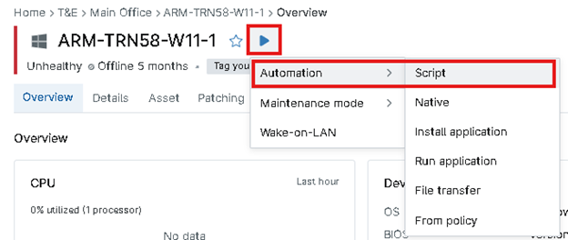 Run automation script