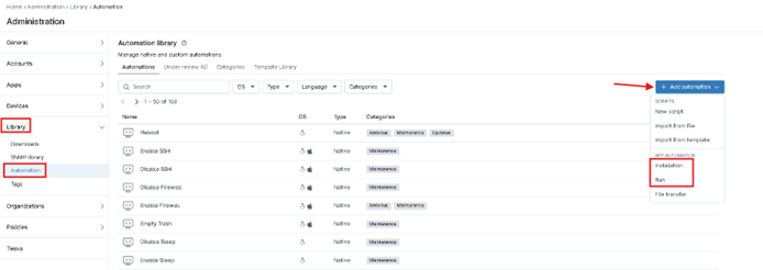 Install an application automation