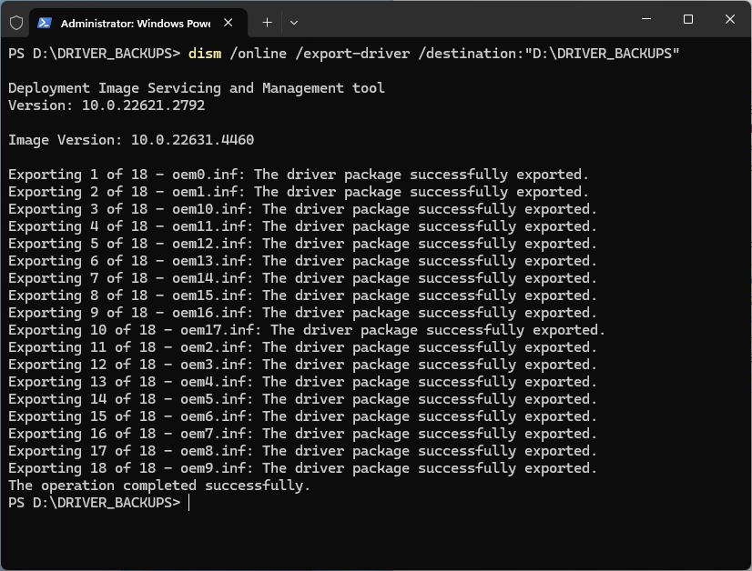 Note that the destination path must be created before running this command.