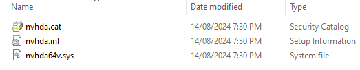 Within each folder will be the driver files themselves