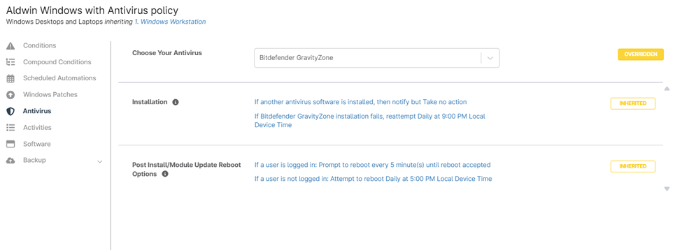 Configure Additional Antivirus Options&nbsp;