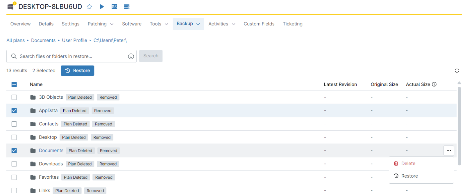 Restore&nbsp;or&nbsp;Download&nbsp;appears in the top right corner of the screen.&nbsp;