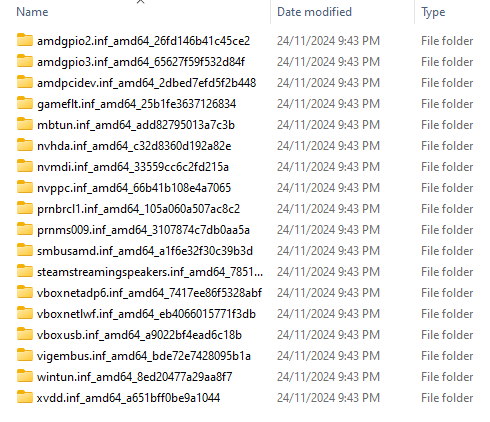 Within the destination folder, a folder will be created for each exported driver