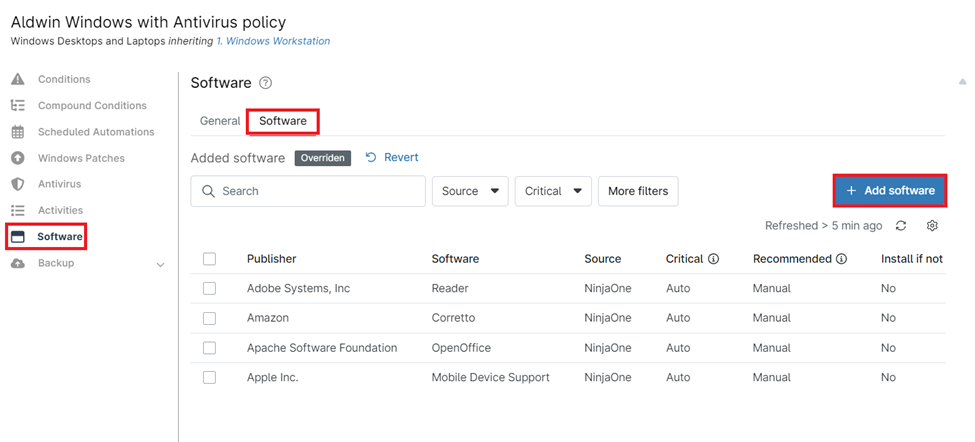 Access the Software Section&nbsp;