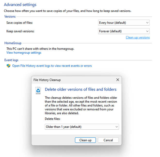 Use the&nbsp;Clean up versions&nbsp;function