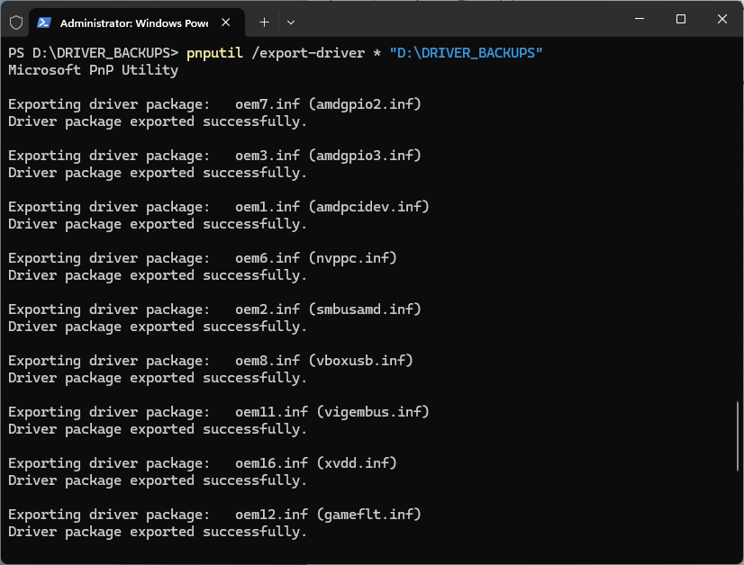 Note that the destination path must be created before running this command.
