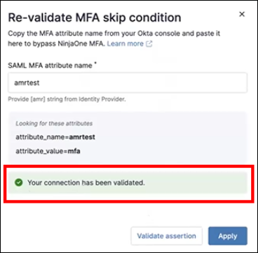  Your connection has been validated.