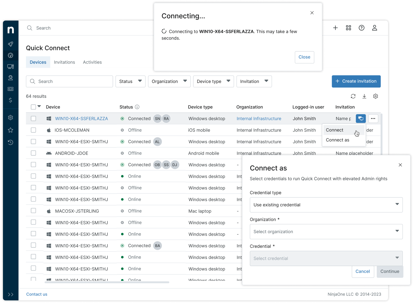 NinjaOne Quick Connect screenshot