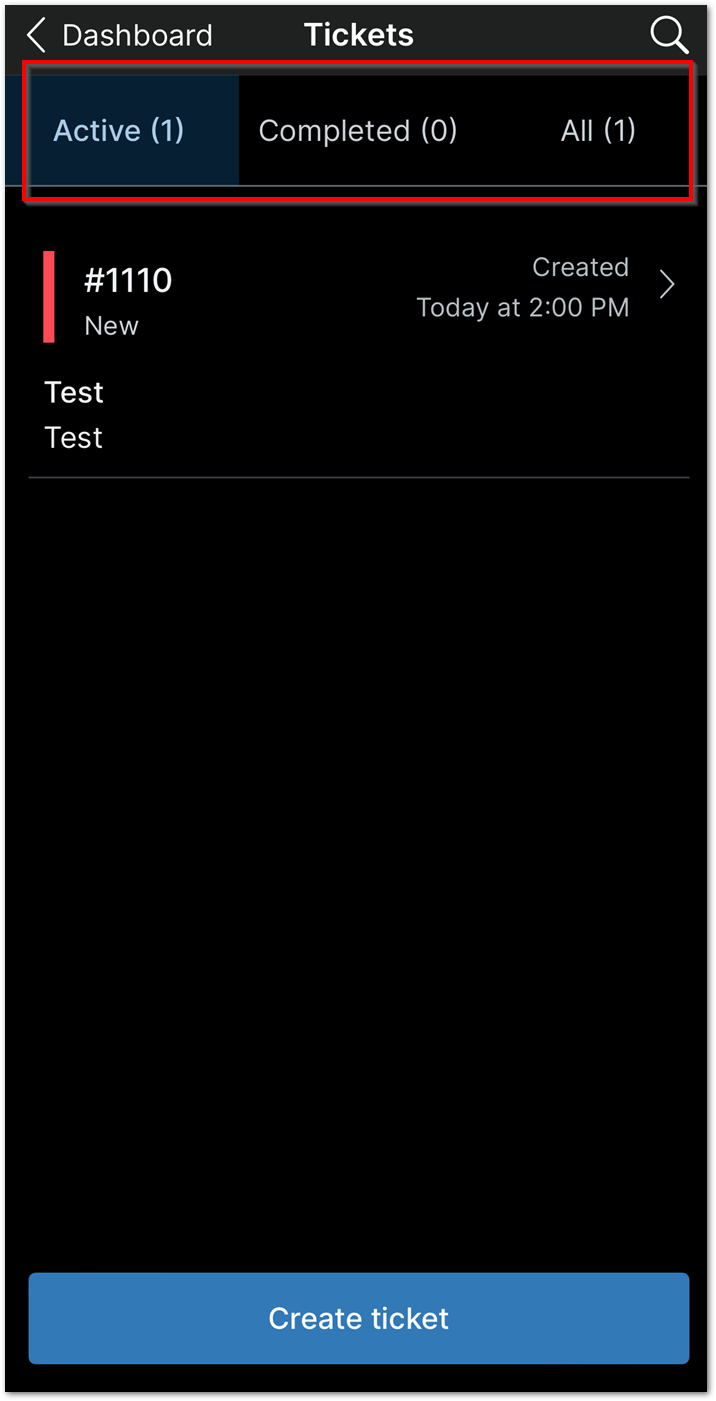 View Active and Completed Tickes