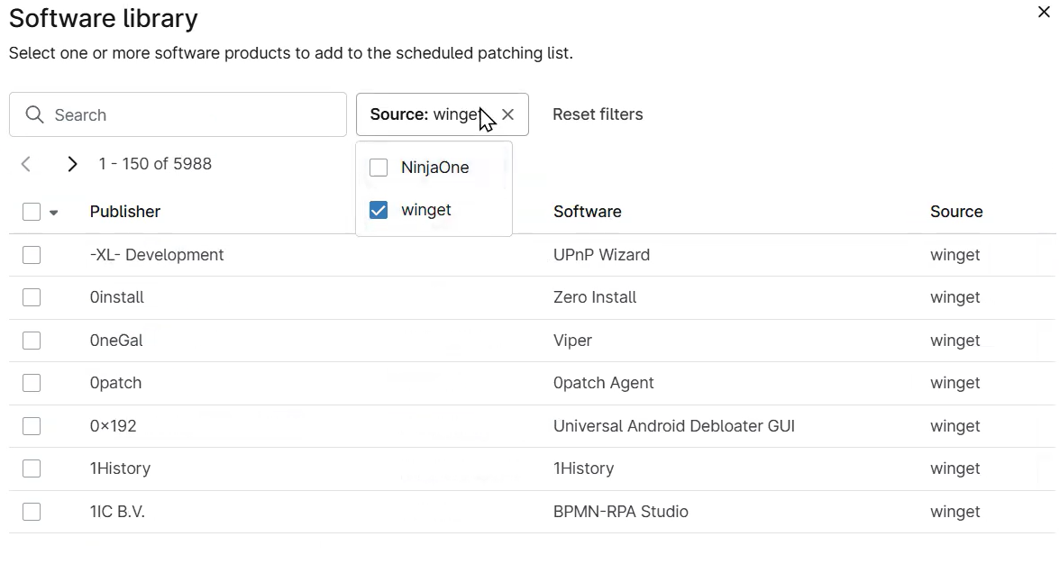 Winget support screenshot