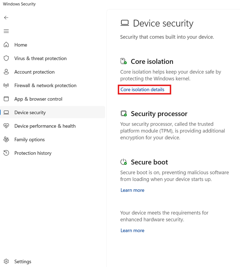 How to Turn On or Off Core Isolation Virtualization-based Security