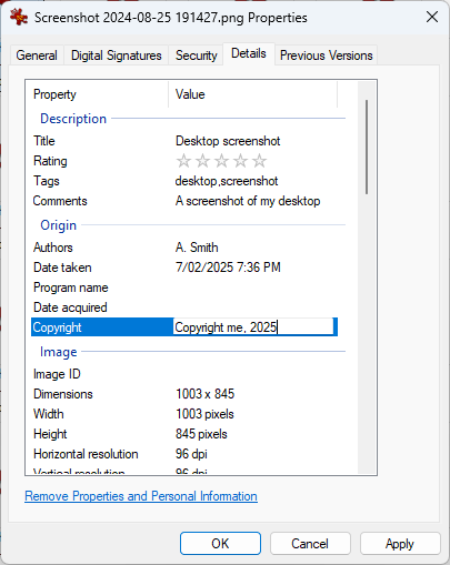 Configure file property details