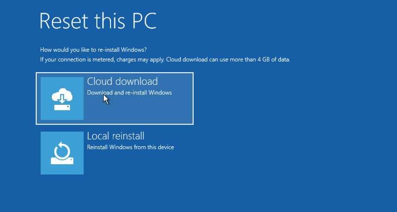 Select Cloud download option