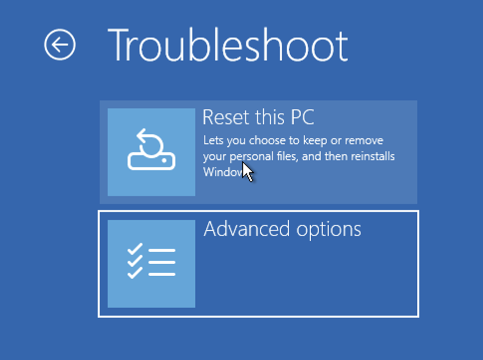 Select Reset this PC option