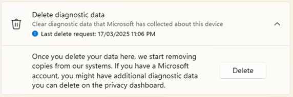 Delete diagnostic data 