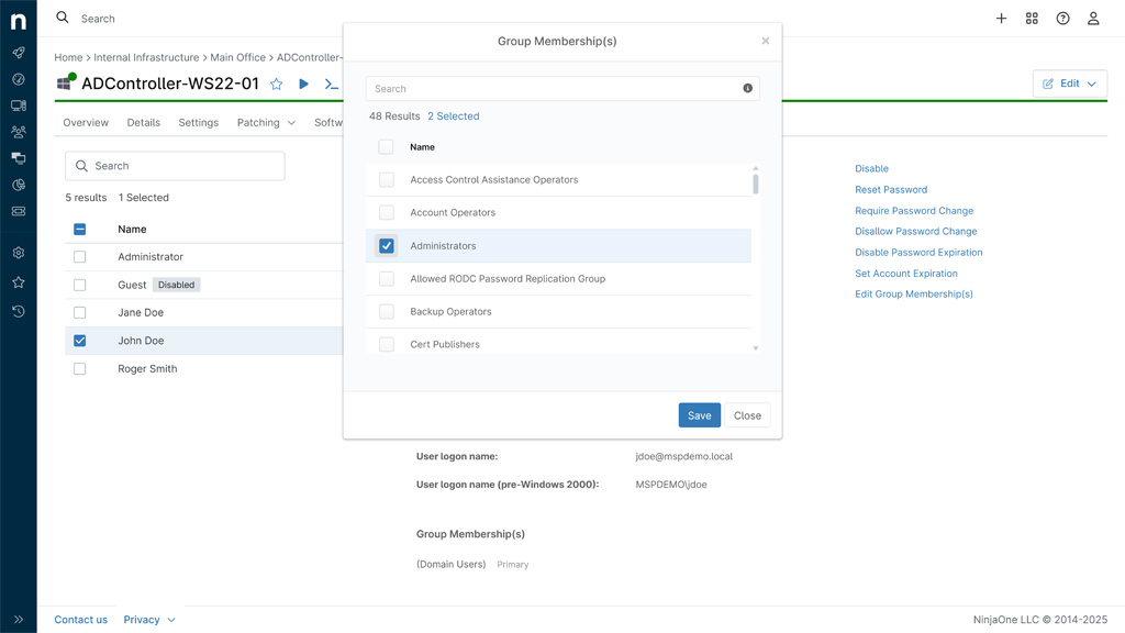 Manage your Active Directory users