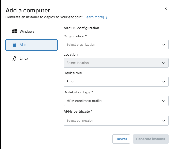 Add a computer dialog box