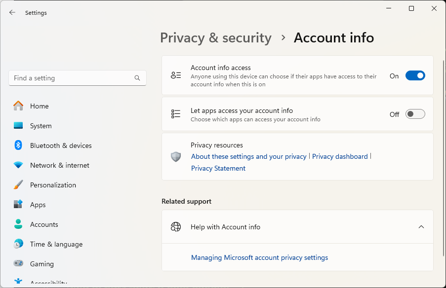 Private and security dialog box