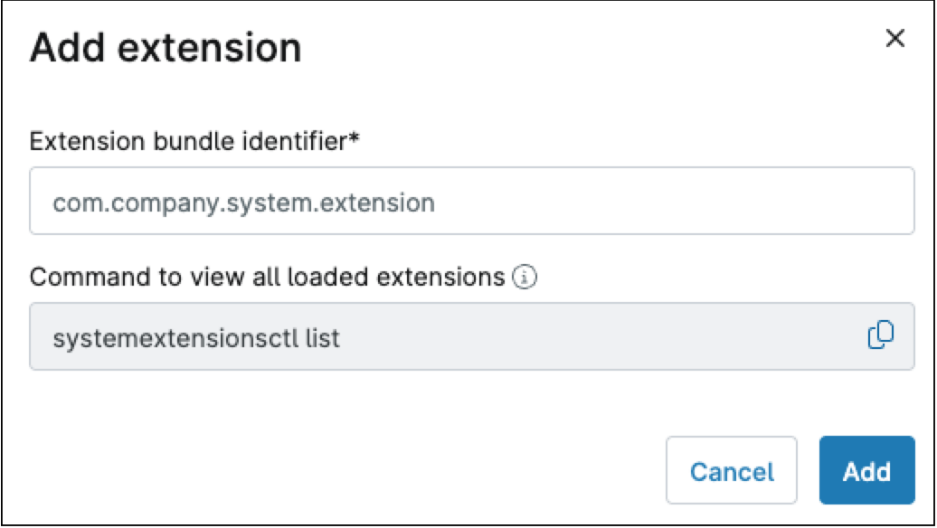 Add extension dialog box