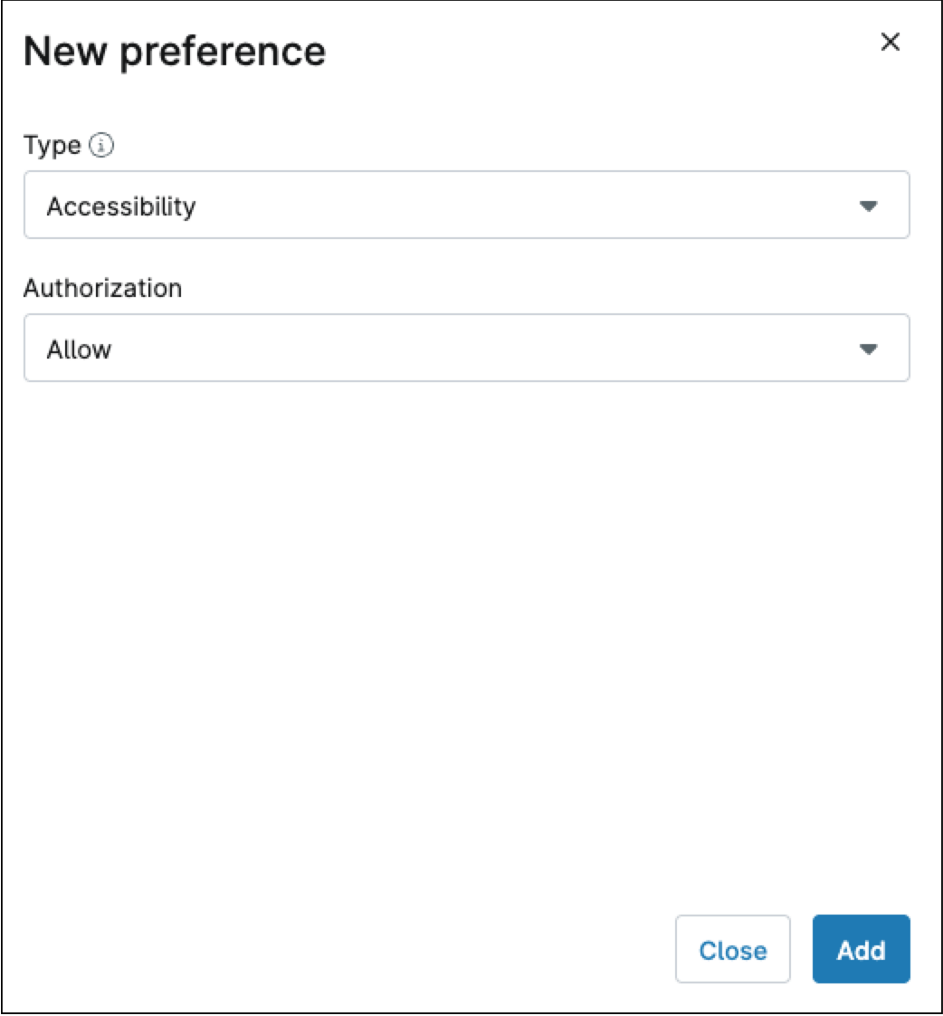 New preference dialog box