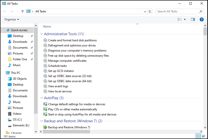 Control Panel All Tasks